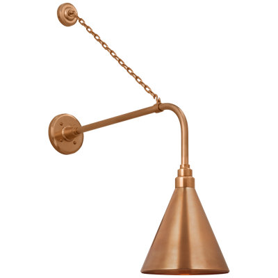 Thomas O'Brien, "Academy 20" Anchored Rex Barn Light in Soft Copper with 12.5" Conical Savannah Shade