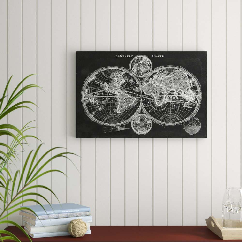 " Charcoal World Map " by Studio W Painting Print Steelside™
