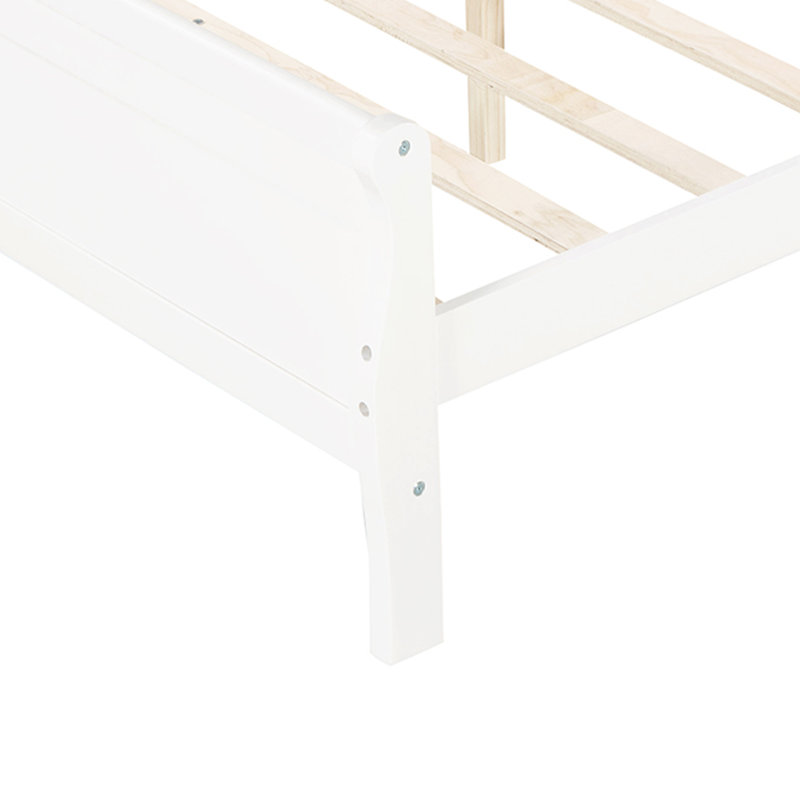 Lit plateforme en bois Baheerah, Blanc
