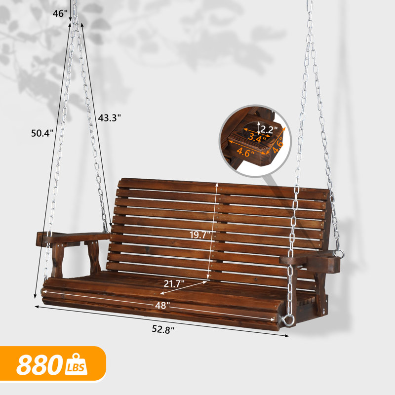 Argiri Veranda Swing with Stand for 2 People, Brun clair