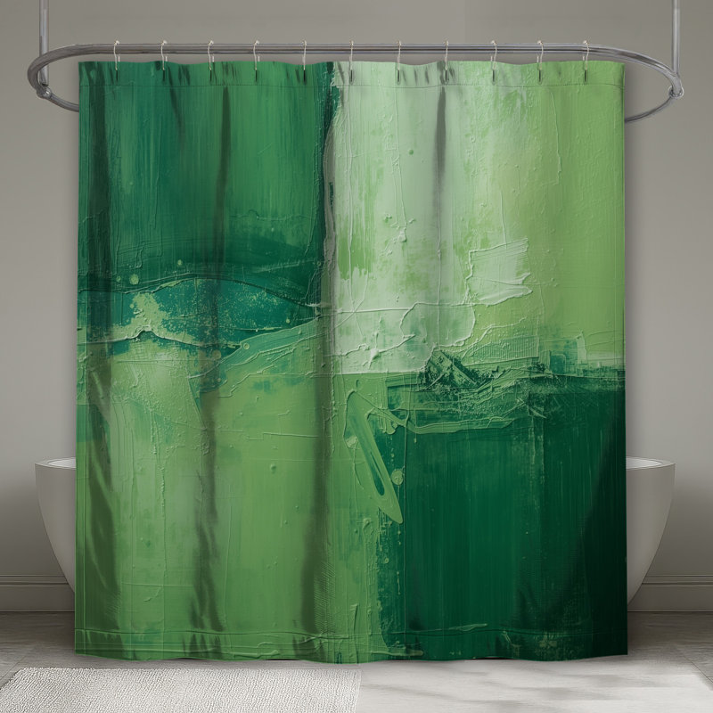 Rideaux de douche verts texturés extra longs, L 70 po x H 84 po
