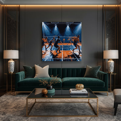 Sports Handball Court Purple Canvas Wall Art