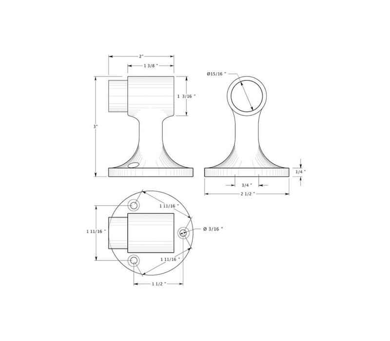 Deltana DSF3225CR003 Floor Mount, Bumper, HD, Solid Brass in PVD Polished Brass, PVD Polished Brass