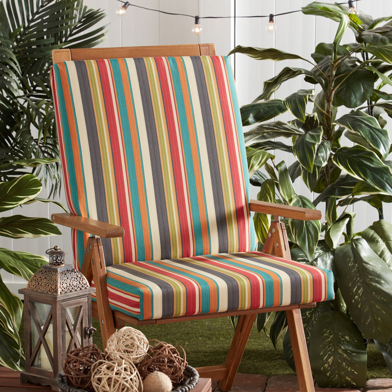 High Back Dining Chair Pad, Sunset Striped