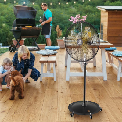 24'' Outdoor Oscillating Pedestal Fan With Remote Control,All Sealed BLDC Motor, 4-Speed Waterproof Outdoor Fan, Heavy Duty Industrial Floor Fans for House,Patios, Commercial, Garage, Warehouse