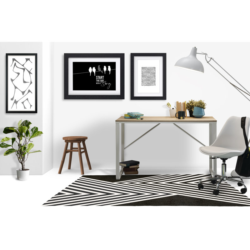 Tapis de chaise rectangulaire à poils courts Misa, L 36 po x L 60 po, Noir