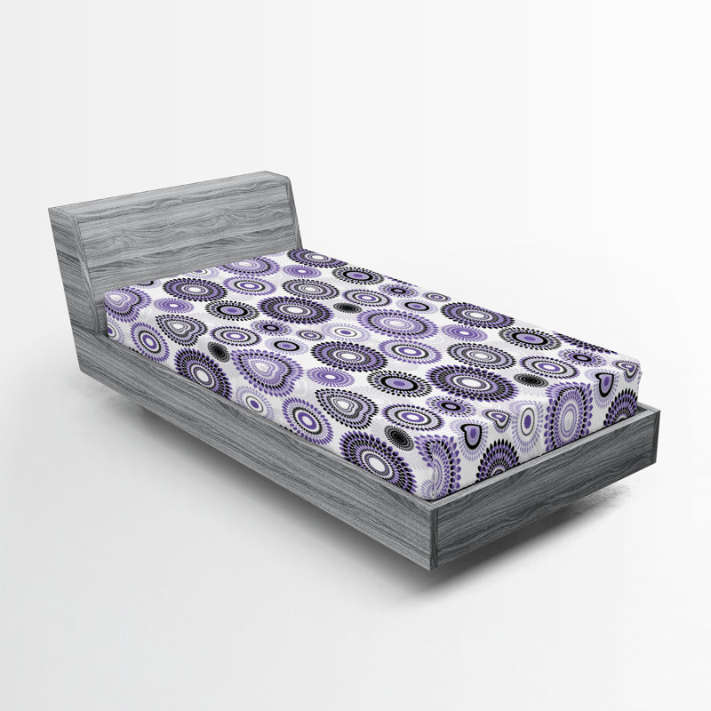 Drap-housse Ambesonne, paquet de 2, Violet / noir / blanc marocain, Drap-housse simple TG