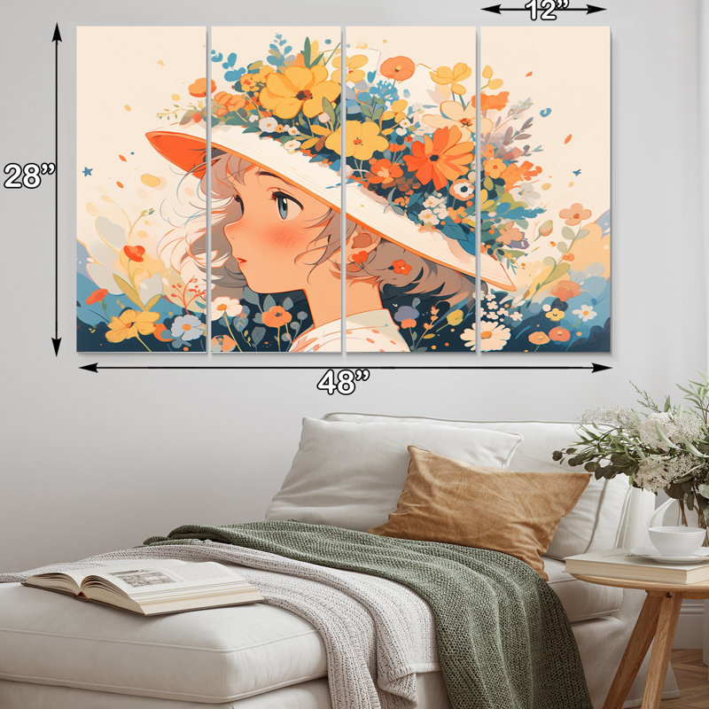 Ensemble de 4 décorations murales personnage féminin