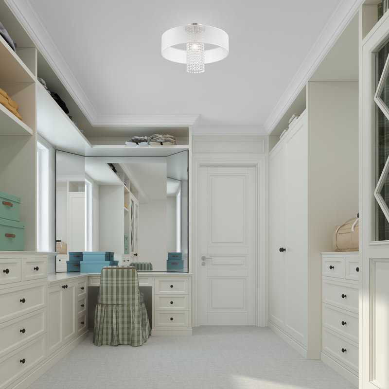 Plafonnier semi-encastré 1 lumière Haney, H 14,5 po x l 20 po x p 20 po, Translucide
