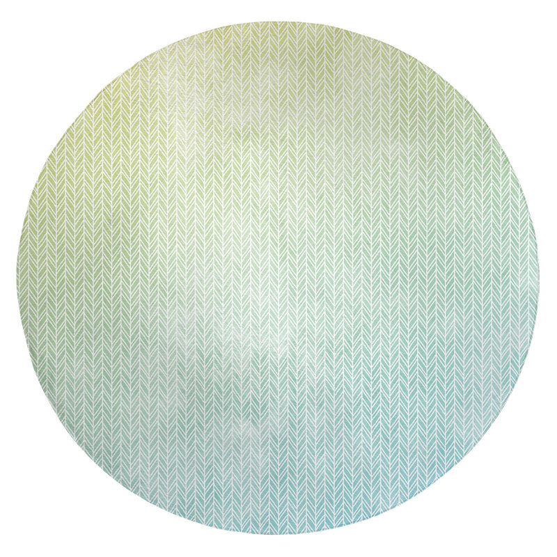 Tapis bleu turquoise moyen chevrons, Rond 5 pi