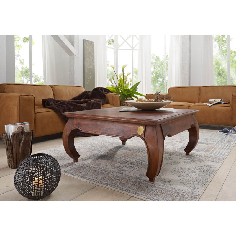 Opium Solid Wood Four Leg Coffee Table, H40 x L120 x W120cm, Nougat