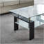 Table basse Artisan, plateau en verre trempé, pieds en acier inoxydable pour le salon, noir-1524635755