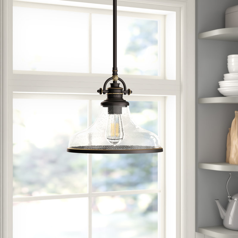 Luminaire suspendu en forme de dôme à une lumière Maybery, Bronze palladien, H 11,5 po x l 13,5 po x P 13,5 po