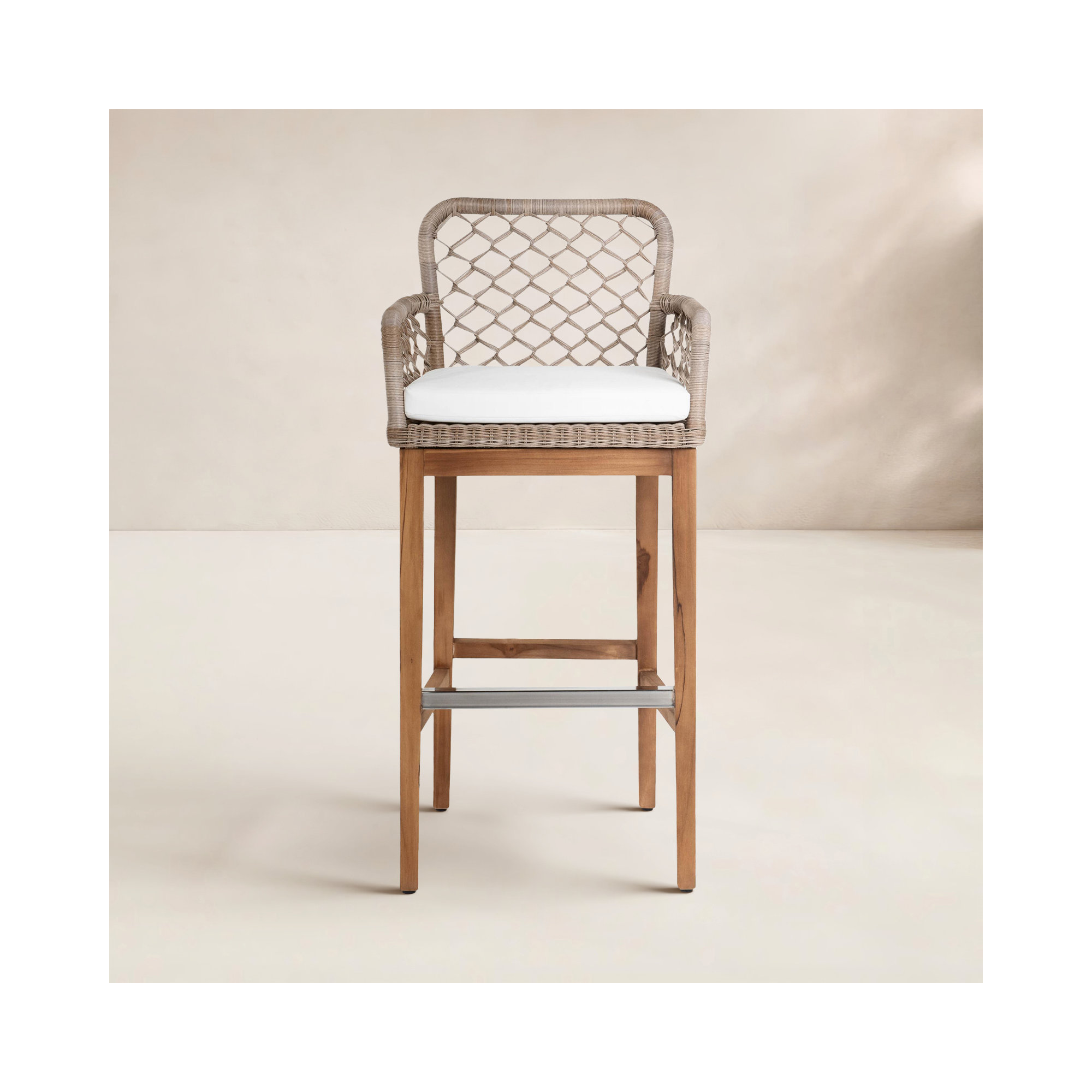 Paulo Outdoor Bar Stool with Cushion, 30.75"