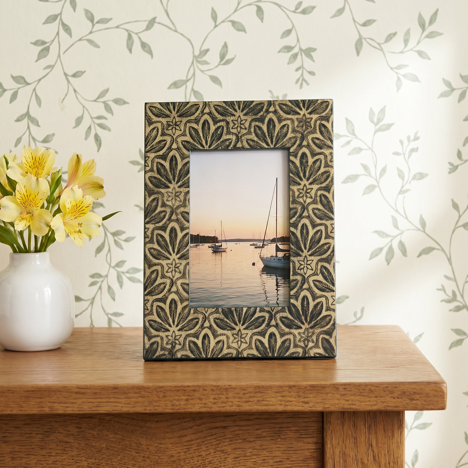 Lila Leather Embossed Picture Frame