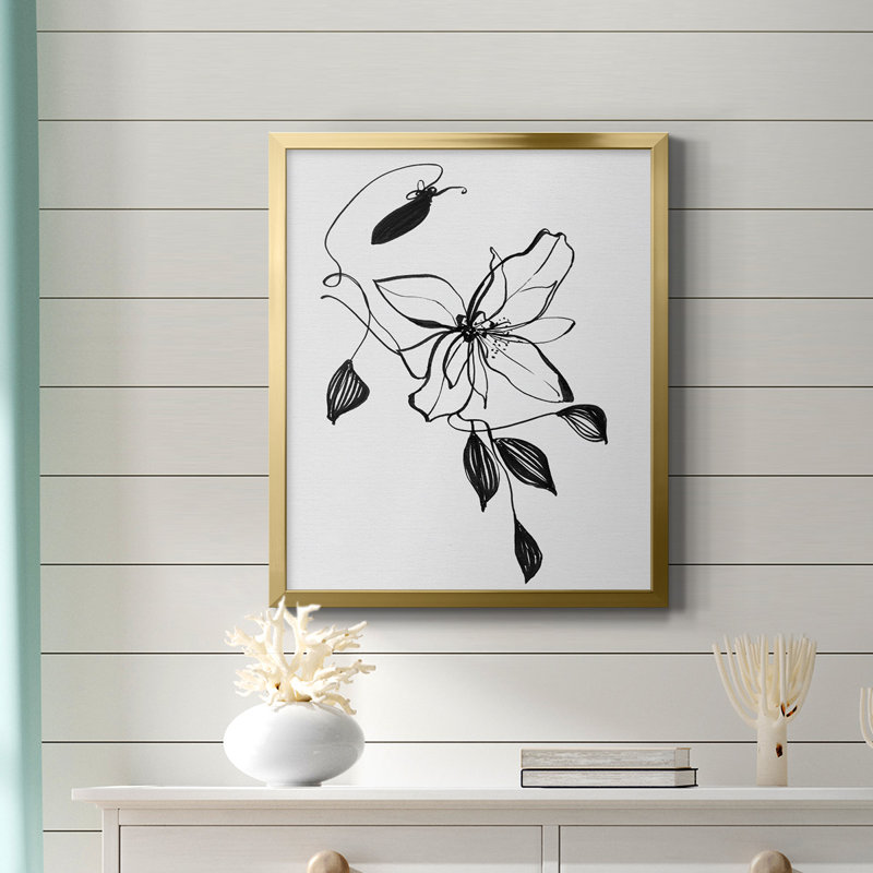 Wild Clematis I, toile encadrée de qualité supérieure - prête à être accrochée, H 24 po x l 20 po, Or