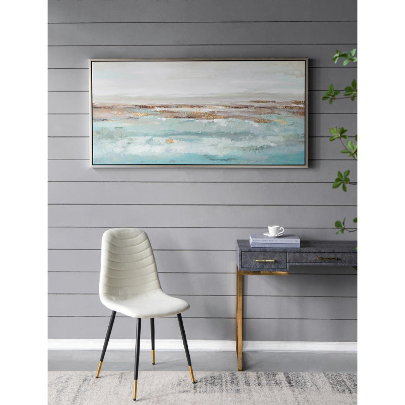 Ocean Day Blue and Gold Abstract Landscape Canvas Painting