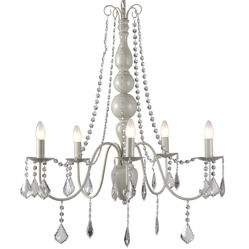 Cogburn 5 - Light Candle Style Chandelier, Grey Beige