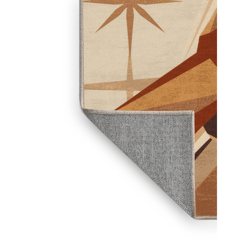 Tapis beige délavé à la machine Oryn Kitsune, 7 x 10