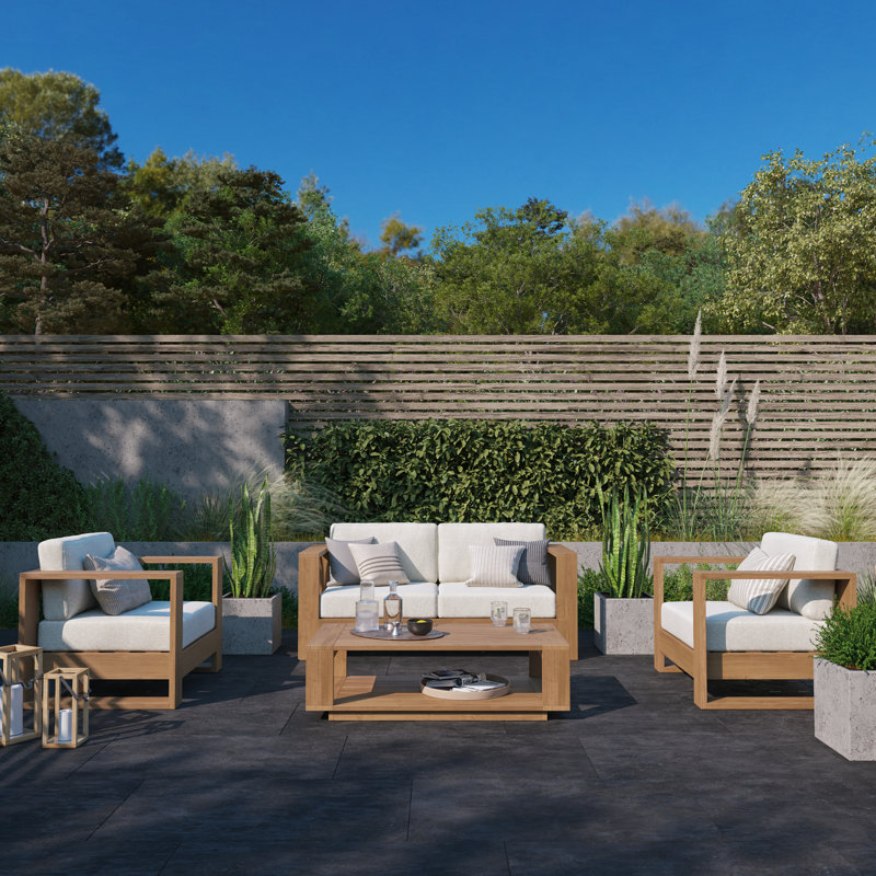Shay 4 Piece Outdoor Set In Oiled Eucalyptus