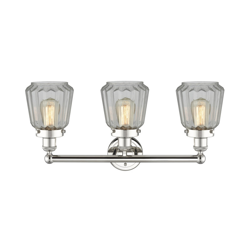 Éclairage pour meuble-lavabo à 3 lumières Aretzy, Transparent, Nickel poli