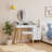 31" Glass-Top Vanity – 3-Color LED Mirror, Slide-Out Side Table, 5 Deep Drawers, USB-Powered Lights, Faux-Leather Stool, Modern White Finish