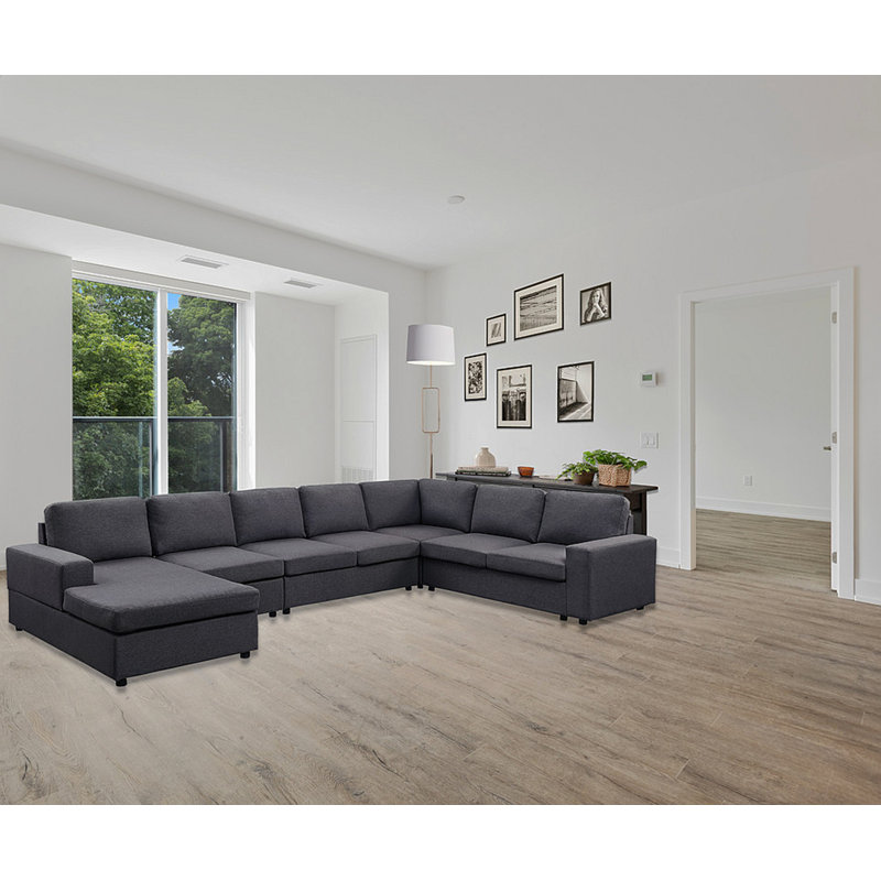 Canapé modulaire avec méridienne réversible 146,5 po Hayden, Gris foncé