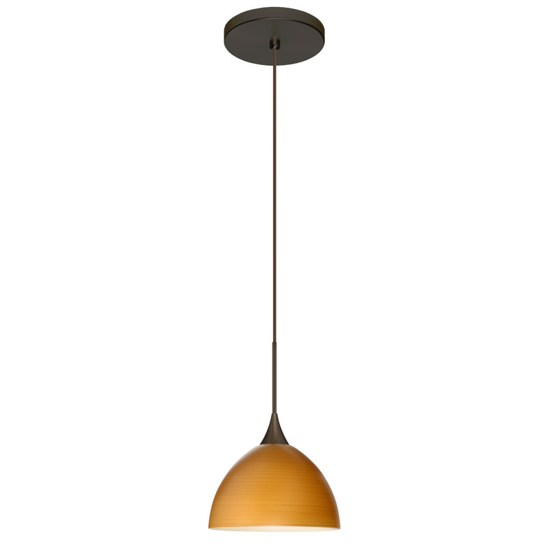 Luminaire suspendu en forme de dôme à 1 lumière Undis, Bronze, DEL, Chêne