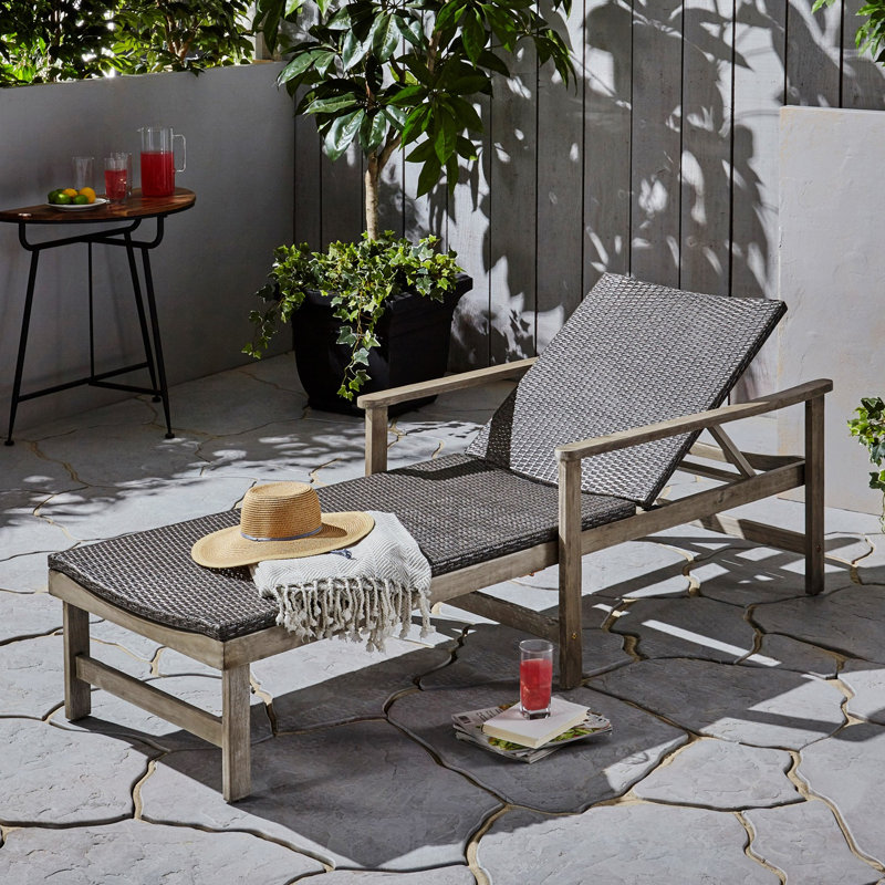 Eyvah Outdoor Wood Chaise Lounge
