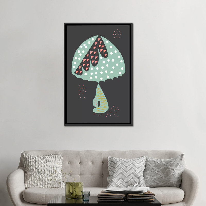 «Mushroom», impression sur toile tendue, H 26 po x l 18 po x P 1,5 po, Toile encadrée noire, Pas de tapis