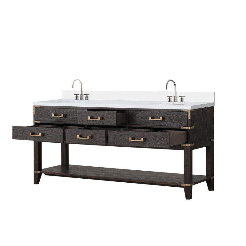 Meuble-lavabo double avec plateau en marbre de culture