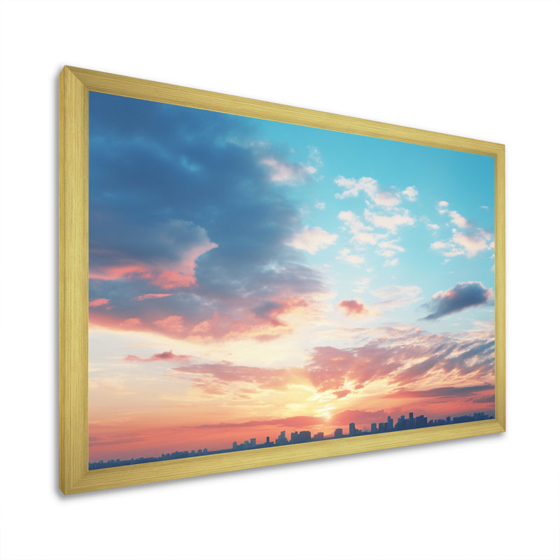 " Blue White Sky Harmony ", Gold Single Picture Framed, 34" H x 44" W x 1.5" D