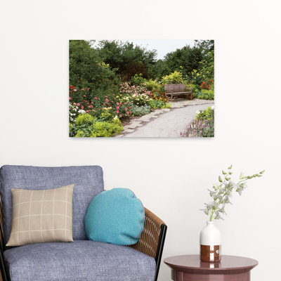 Banc dans un jardin Olbrich, jardins botaniques, Madison, Wisconsin, États-Unis, art floral abstrait, paysage