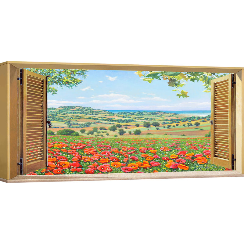 Window On The Poppy Field by Andrea Del Missier - Wrapped Canvas Print, 60 cm H x 120 cm W