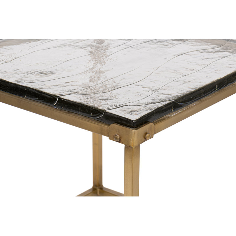 Christian Aged Brass and Glass Square Side Table