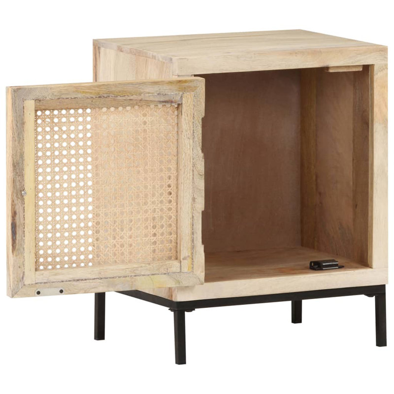 Bedside Cabinet Bleached Mango Wood Solid Mango Wood Rustic Bedroom Storage Cabinet