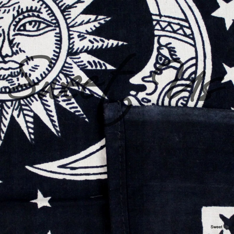 Nappe céleste en coton Rectangle Sun Moon Star, 108 po carré