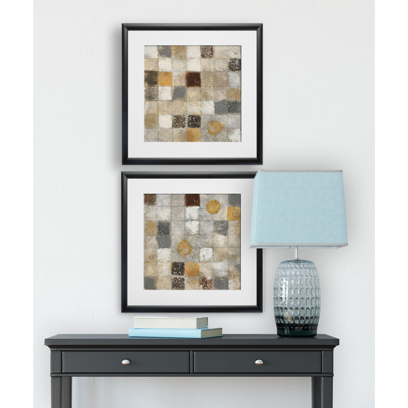 " Metallic Mosaic " 2 - Pieces, Black Framed