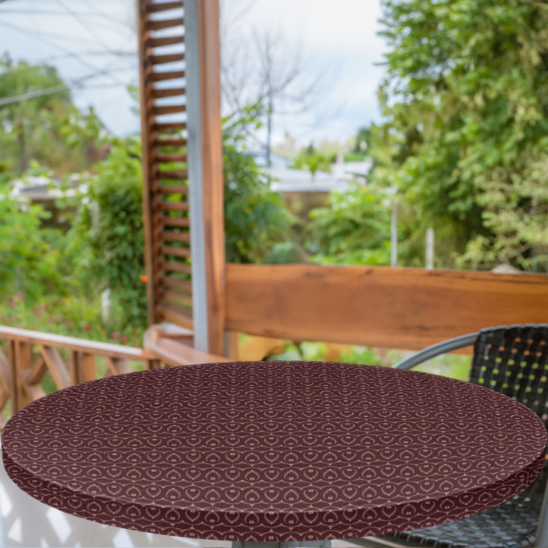 East Urban Home Antique Fitted Round TablecloSeal Brown and Blush 87447, 64.17" Round