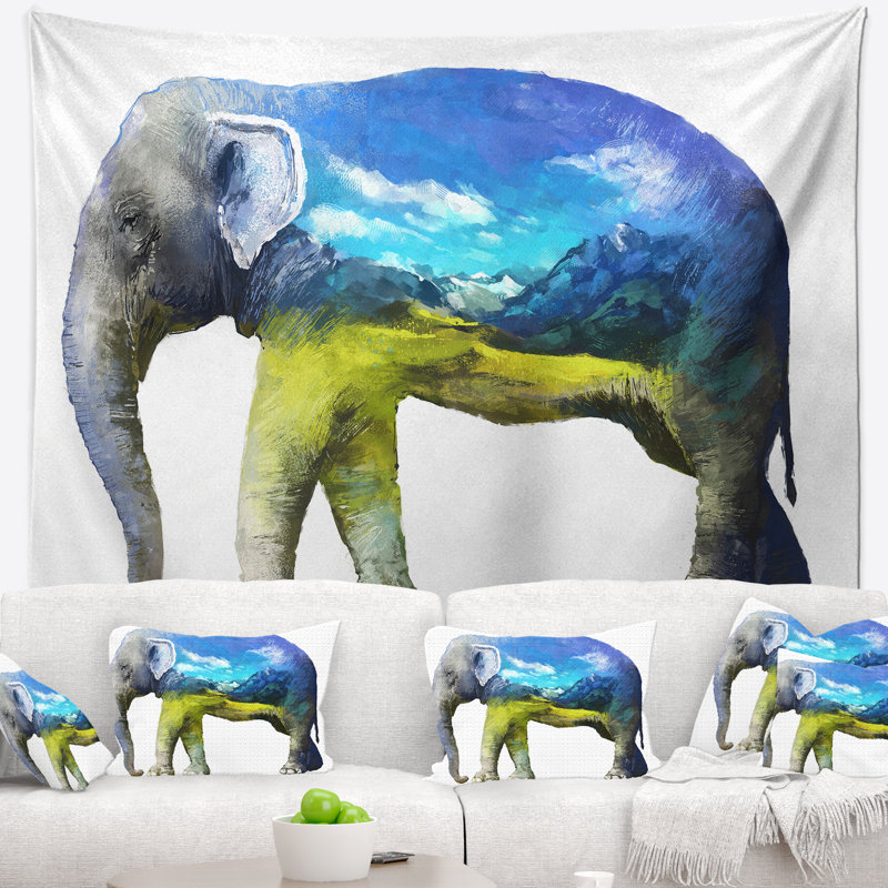 Illustration d'un animal éléphant, H 68 po x l 80 po
