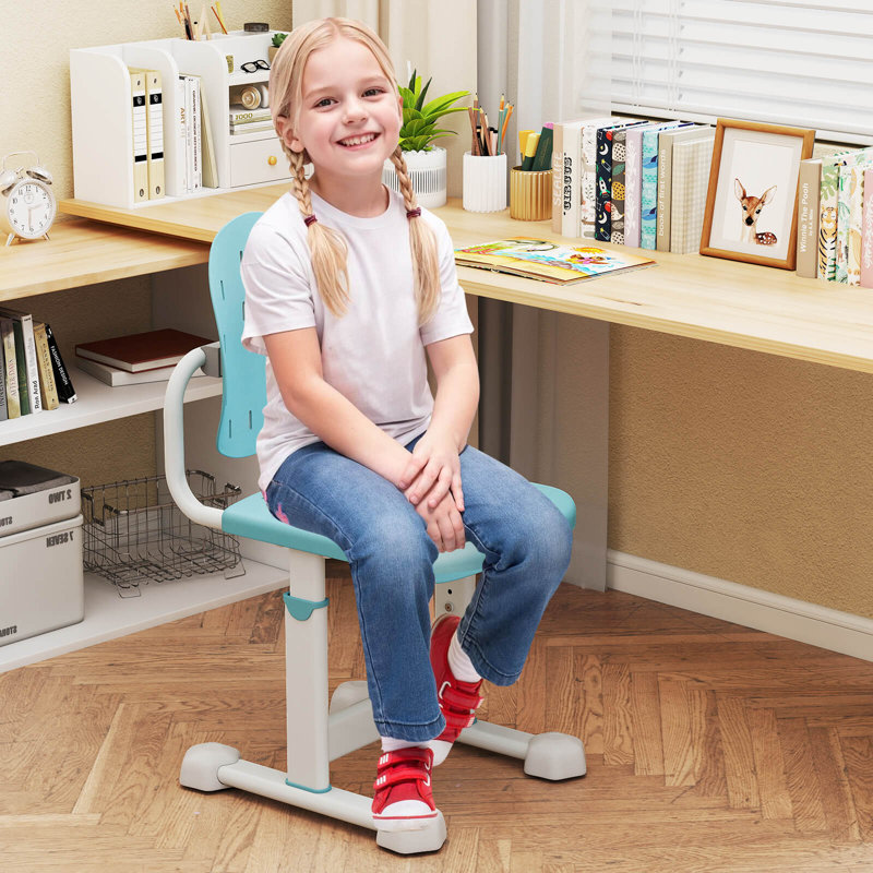 Chaise de bureau pour enfants avec dossier double adaptable, hauteur réglable, siège respirant bleu, Bleu