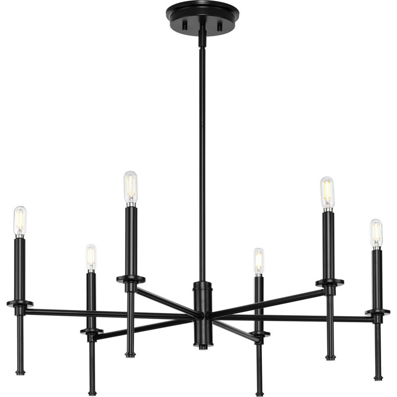 Nouveau lustre traditionnel à six lumières Towles, Noir mat