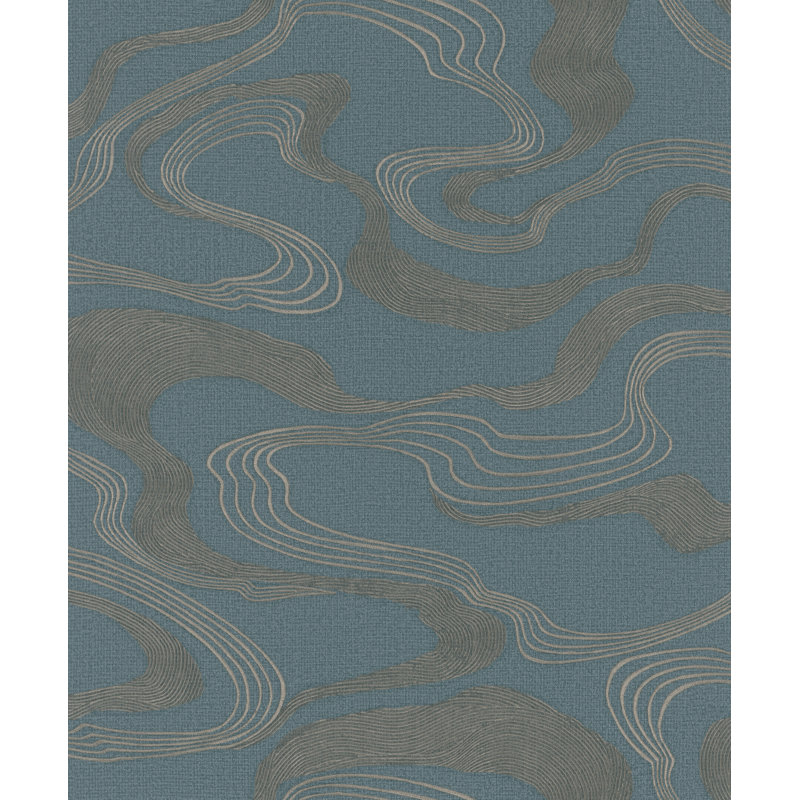 Amariyana Kumano Collection Abstract Flow Design 10.05M X 53Cm Wallpaper Roll, Green/Gold