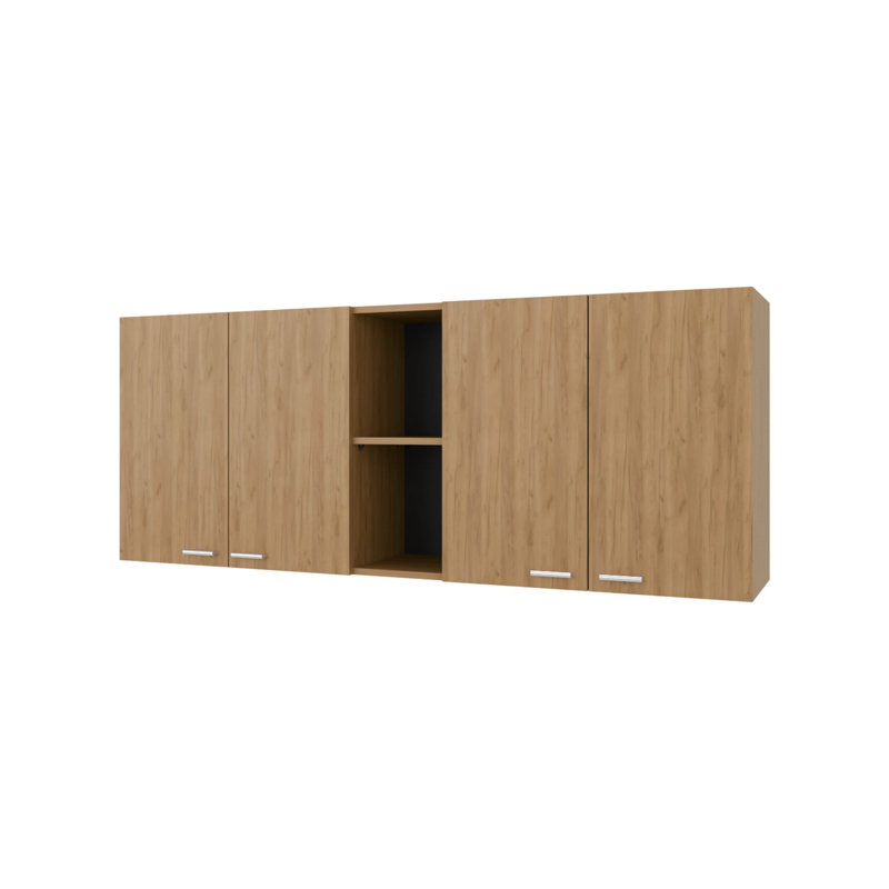 Armoire murale en mélamine avec 4 portes et rangement ouvert