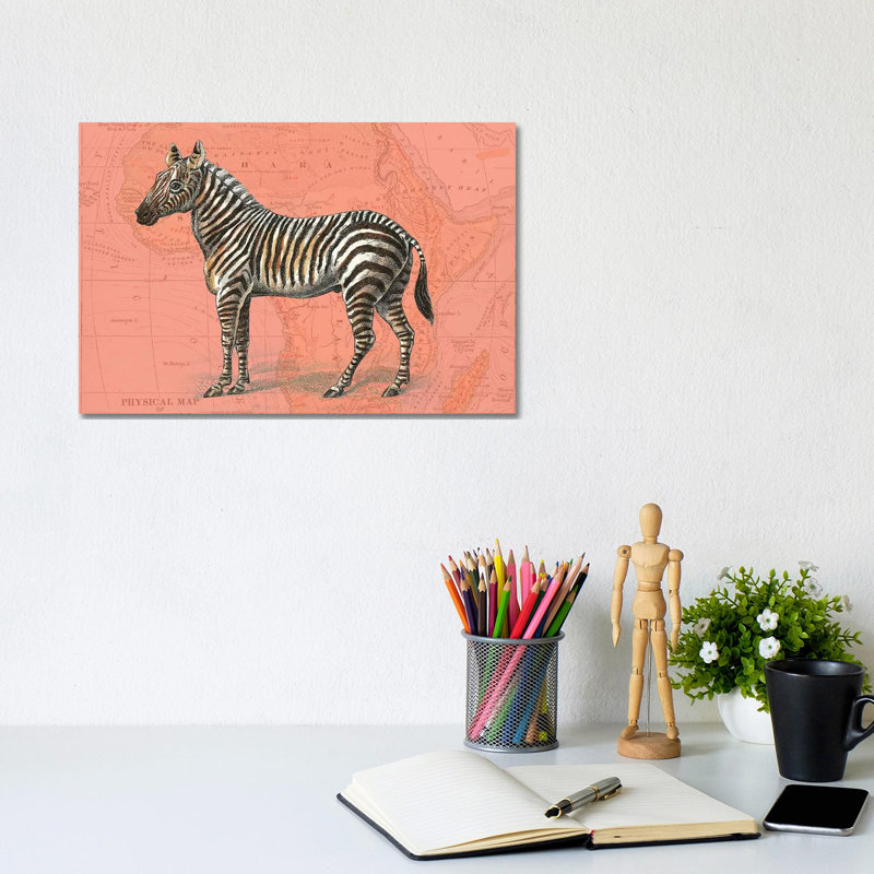 African Animals On Coral IV by Studio W - Gallery-Wrapped Canvas Giclée on Canvas, 20.32 cm H x 30.48 cm W, Canvas