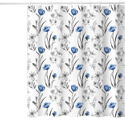 72X72" Bathroom Shower Curtain Leaves Flower Shower Curtain Sets Plant Polyester Fabric Cloth Bathroom Curtains With 12 Hooks, A9