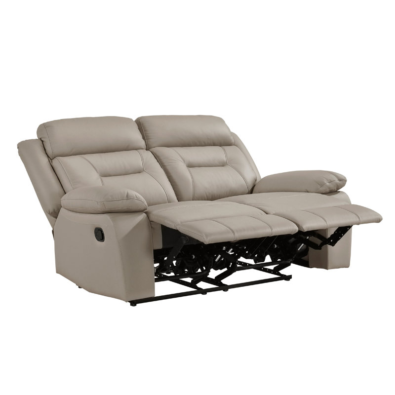 Causeuse inclinable Conia, cuir, USB, 63 po, Manuel - Bouton-poussoir, Latté beige brun