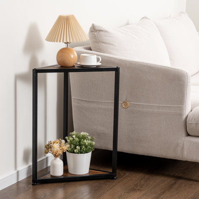 Rustic Wood Living Room Corner Triangle Side End Table