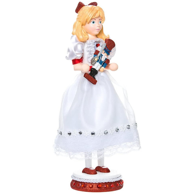 15-Inch White and Pink Clara Nutcracker with Miniature Prince
