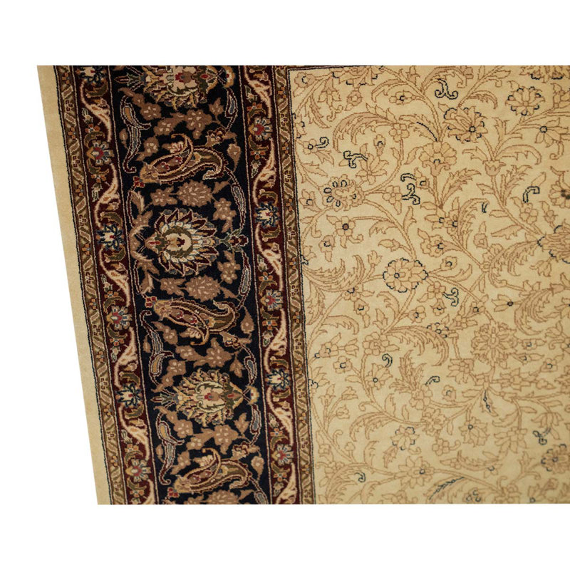 Tapis brun / beige de haute qualité noué à la main de conception unique